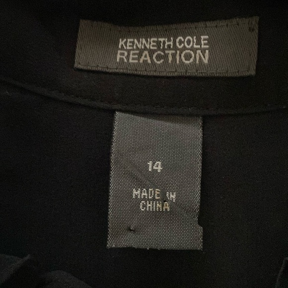 Kenneth Cole Reaction Women’s Black 100%Silk Ruffle Sleeveless Blouse Size 14 - Picture 5 of 6